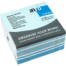 Haftnotizwürfel, L 75 x B 75 mm, 400 Blatt, Farbmix: Pastellblau