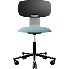 HÅG Tion 2140 siège de bureau, HÅG inBalance®, hauteur réglable 408 - 542 mm, inclinable, assise rembourrée, roulettes universelles, bleu clair/noir, sans accoudoirs