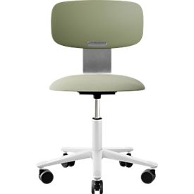 HÅG Tion 2140 siège de bureau, HÅG inBalance®, hauteur réglable 408 - 542 mm, inclinable, assise rembourrée, roulettes universelles, gris-vert/blanc, sans accoudoirs