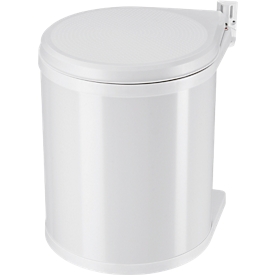 Hailo Compact-Box M waste collector, 15 l, round, swivel/tilt lid, sheet steel, white