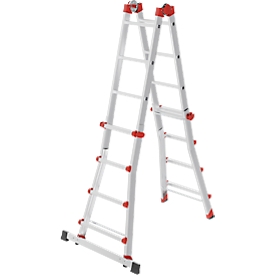 HAILO M80 multifunctionele ladder 4x4 sporten van aluminium, te gebruiken als trapladder, enkele ladder en trapladder, werkhoogte tot 4,70 m