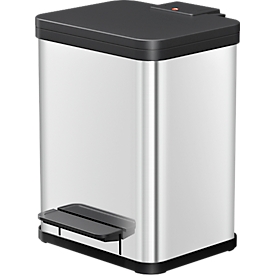 Hailo Öko Duo Plus M pedal bin, 2 x 9 l, rectangular, stainless steel