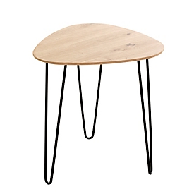 HAKU Beistelltisch, quadratisch, Stahl lackiert, Ablage MDF (melaminharzbeschichtet), B 400 x T 400 x H 430 mm, schwarz/Eiche hell