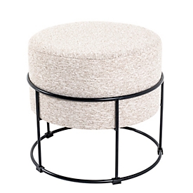 HAKU kruk, bekleed, B 480 x D 480 x H 430 mm, stof en staal, crème beige-zwart