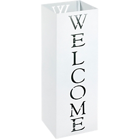 HAKU paraplubak, met Welcome perforatie en lekbak, B 160 x D 160 x H 480 mm, metaal, wit