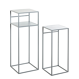 HAKU Set de 2 tables d'appoint carrées, L 260/300 x P 260/300 x H 630/850 mm, tube d'acier/métal revêtu par poudre, gris