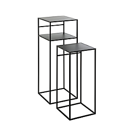 HAKU Set de 2 tables d'appoint carrées, L 260/300 x P 260/300 x H 630/850 mm, tube d'acier/métal revêtu par poudre, noir