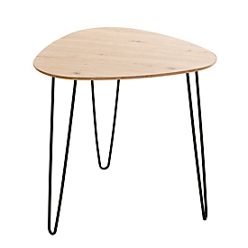 HAKU Table d'appoint, carrée, acier laqué, plateau MDF (mélaminé), L 480 x P 480 x H 480 mm, noir/chêne clair
