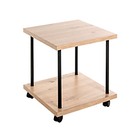 HAKU Table d'appoint, carrée, en mélaminé, 4 roulettes pivotantes (2 blocables), L 400 x P 400 x H 450 mm, noir/chêne clair