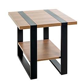 HAKU Table d'appoint, carrée, L 450 x P 450 x H 450 mm, tube d'acier noir, plateau en aggloméré chêne foncé, charge admissible 15 kg