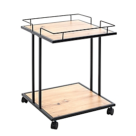 HAKU Table d'appoint, carrée, tube d'acier laqué, plateaux en mélaminé, L 450 x P 450 x H 600 mm, noir/chêne clair