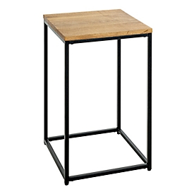 HAKU Table d'appoint, carrée, tube d'acier peint par poudrage, plateau en bois massif huilé, L 350 x P 350 x H 600 mm, noir/chêne