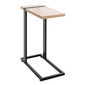 HAKU Table d'appoint, rectangulaire, tube d'acier revêtu par poudre, mélaminé, L 240 x P 490 x H 640 mm, noir/chêne clair