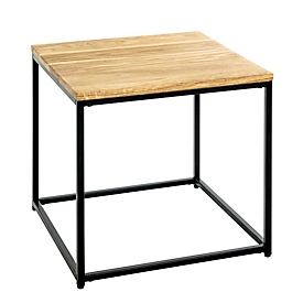 HAKU Table d'appoint, structure en tube d'acier, revêtement par poudre, plateau en chêne massif huilé, L 400 x P 400 x H 450 mm, noir/chêne