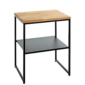 HAKU Table d'appoint, tube d'acier, revêtement par poudre, chêne huilé, L 450 x P 350 x H 600 mm, noir/chêne