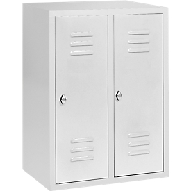 Halbhoher Kleiderspind, 2 Abteile, 300 mm, Drehriegelverschluss, lichtgrau/lichtgrau