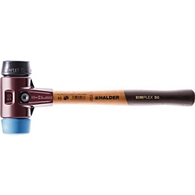 HALDER Marteau de protection SIMPLEX, L 490 mm, tête Ø 80 mm, souple/moyen, TPE-soft/caoutchouc, manche bois