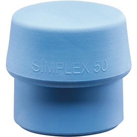 HALDER Tête de marteau de protection SIMPLEX, TPE-soft, Ø de tête 80 mm, bleu, souple, pour matériaux sensibles