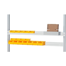 Halteschiene Serie E, B 1200 x T 25 x H 80 mm, Schiene mit Einhängekante, für Sichtlagerkästen, Pulverbeschichtung, Belastbarkeit max. 30 kg, lichtgrau