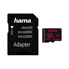 Hama - Flash-Speicherkarte (microSDHC/SD-Adapter inbegriffen) - 32 GB - UHS Class 3 - microSDHC UHS-I