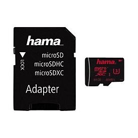 Hama - Flash-Speicherkarte (microSDXC-an-SD-Adapter inbegriffen) - 64 GB - UHS Class 3 - microSDXC UHS-I