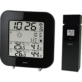 Hama Funk-Wetterstation EWS-200, Aussensensor, Anzeige von Temperatur/Wettervorhersage/Mondphase, °C und °F, Batteriebetrieb