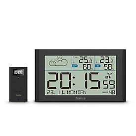 Hama Funk-Wetterstation Sylt, Aussensensor, Anzeige von Temperatur/Luftfeuchtigkeit/Wettervorhersage/Uhrzeit/Datum, °C und °F, Batteriebetrieb
