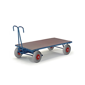 Hand pallet truck, for indoor use, without side panels, 1600 x 800 mm, pneumatic tires