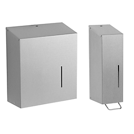 Handdoekdispenser + zeepdispenser voor professioneel gebruik, roestvrij staal, set