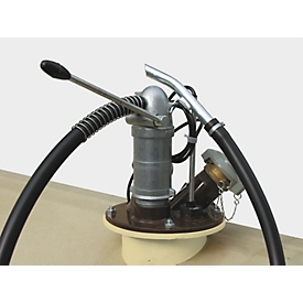 Handpomp CEMO, 0,25 l/slag, uitlaatbocht, 1,5 m slang