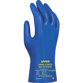 Handschoen met bescherming tegen chemicaliën uvex rubiflex S NB27B, gebreid, NBR-coating, EN 374/type A, ergonomisch, 10 paar, maat 8