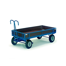 Handtrekwagen met boorden, luchtwielen, 2460 x 1210 mm