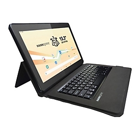 Hannspree - Tastatur und Foliohülle (Hülle) - with easy access kick stand - hintergrundbeleuchtet - kabellos - Bluetooth