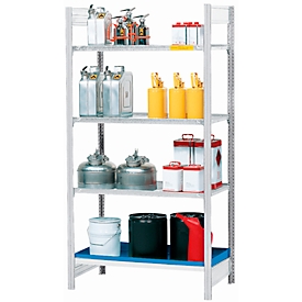 Hazardous goods rack asecos REG 1064, W 1060 x D 640 x H 2000 mm, with 30 l sump tray and 3 steel mesh shelves