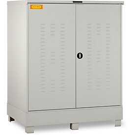 Hazardous material container CEMO 320, steel, capacity 320 l, lockable, W 1500 x D 1200 x H 1895 mm, for 2 x 200 l/6 x 60 l drums