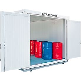 Hazardous material container SAFE Tank 1000 KTC, insulated, RAL 9002 grey-white, W 3050 x D 2170