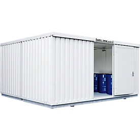 Hazardous material container SAFE Tank 2000, insulated, RAL 9002 grey-white, W 3050 x D 4340 x H 2520 mm