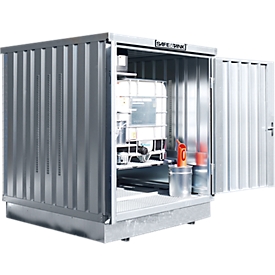 Hazardous material container SAFE Tank 400 KTC, galvanized, W 2100 x D 2170 x H 2400 mm, up to 1 x 1000 l IBC