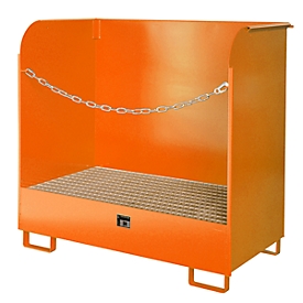 Hazardous material container type GD-A BAUER, steel, L 1420 x W 750 x H 1370 mm, capacity 220 l, yellow orange RAL 2000
