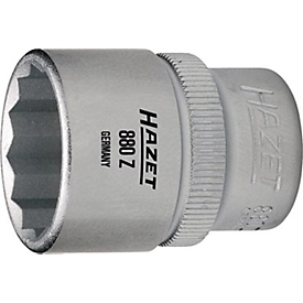 HAZET dopsleutel 880Z, 3/8 inch vierkantaandrijving, SW 10 mm, L 25 mm, verchroomd CV-staal, 12-punts, DIN 3124 / ISO 2725-1