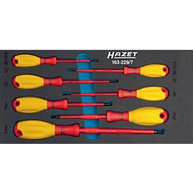 HAZET gereedschapsmodule 163-229/7, schroevendraaierset, kruiskop PH, sleuf SW 0,4x2,5-0,8x4 mm, geïsoleerd voor elektriciens