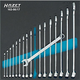 HAZET gereedschapsmodule 163-98/17, 17-delige combinatiesleutelset, SW 6-24 mm, tractieprofiel, moduulmaat 344 x 342 mm