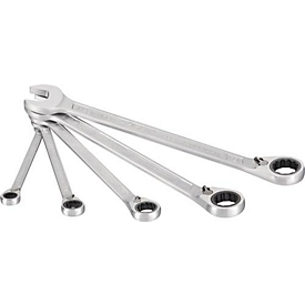 Hazet ratchet wrench set 606/5, 5-piece, SW 8-19 mm, CV steel, reversible, double hexagon with traction profile
