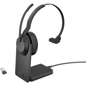 Headset Jabra Evolve2 55 link380a Mono, mit Ladestation, Reichweite bis 30 m, bis 10 h, UC-optimiert, schwarz