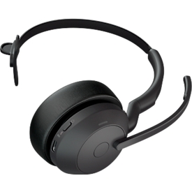 Headset Jabra Evolve2 55 link380a Mono, Reichweite bis 30 m, bis 10 h, UC-optimiert, schwarz