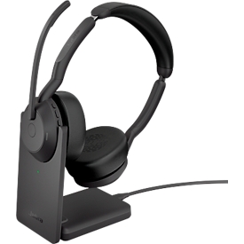 Headset Jabra Evolve2 55 link380c Stereo, met oplaadhouder, bereik tot 30 m, tot 10 u, UC-geoptimaliseerd, zwart