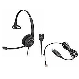 Headset Sennheiser SC 230, kabelaansluiting, monogeluid, verstelb. koptelefoon en telefoonadap