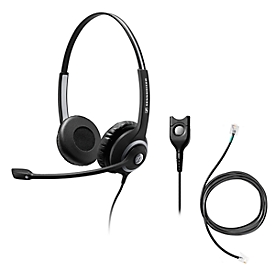 Headset Sennheiser SC 260, kabelaansluiting, stereogeluid, koptelefoon verstelbaar en telefoonadapter CEHS-DHSG
