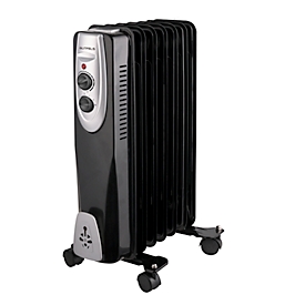 Heater Gutfels HR 32007 sw, 600/900/1500 W, 3 steps, carrying handle, thermostat, transport wheels, W 330 x D 230 x H 540 mm, black