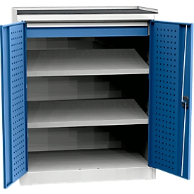 Heavy-duty cupboard, 2 shelves, 1 drawer, load capacity per shelf 40 kg